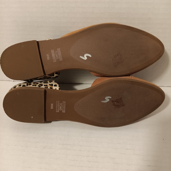 Toms Flats Women's Size 8.5 Wide Carmel Brown Suede Leopard Accent Julie D'Orsay - Picture 4 of 7